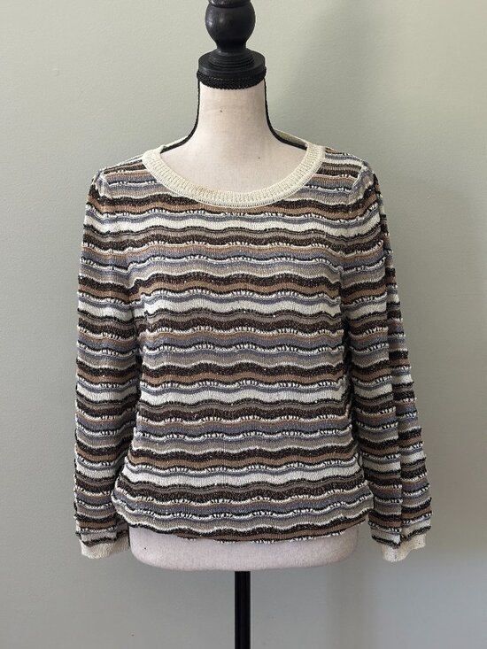 FDJ Sweaters - FDJ Soho Stripe Wave Knit Sweater Medium NWT